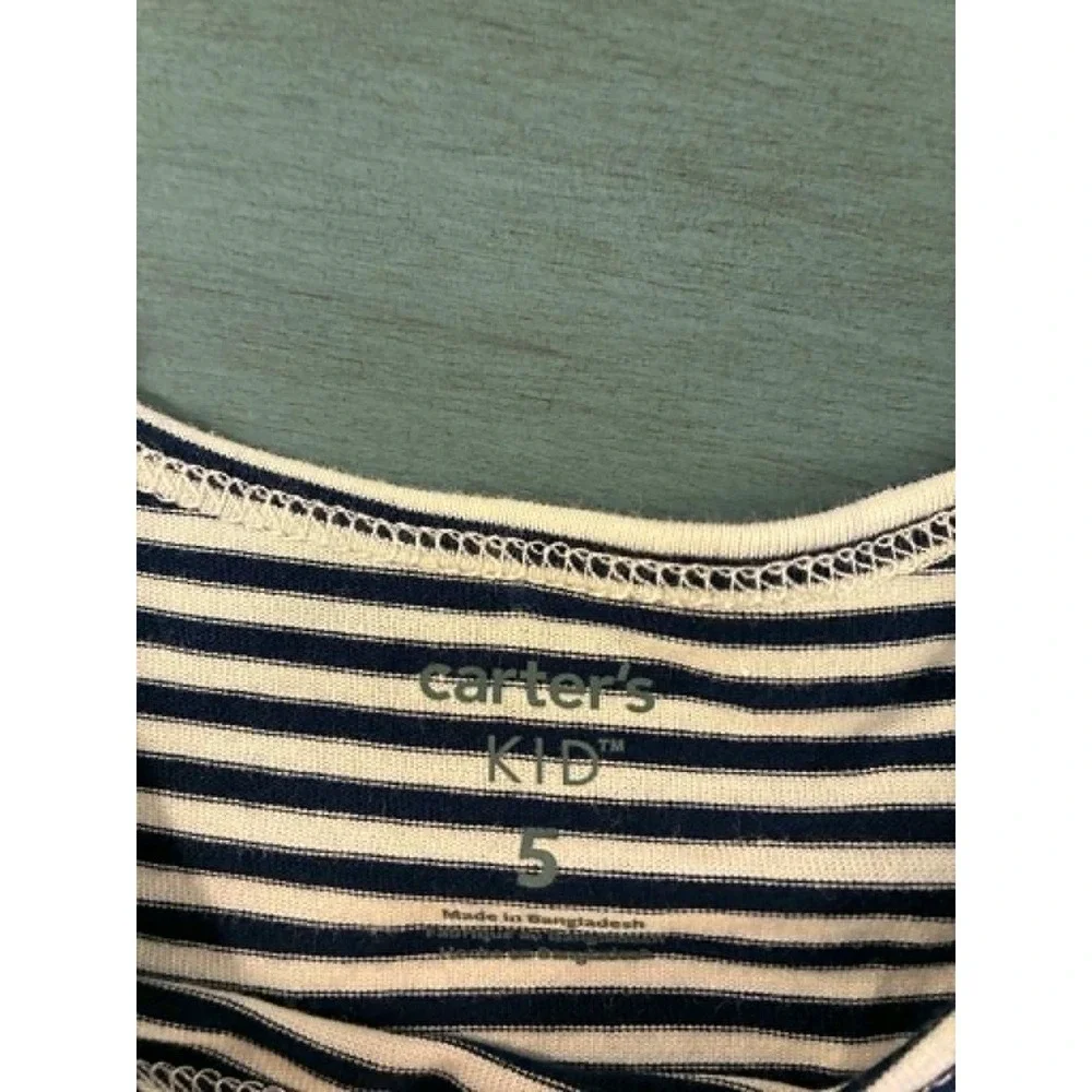 Carter's Kid 2-Pack Long Sleeve Dresses Girls Size 5 Red Hearts Navy Stripe NEW